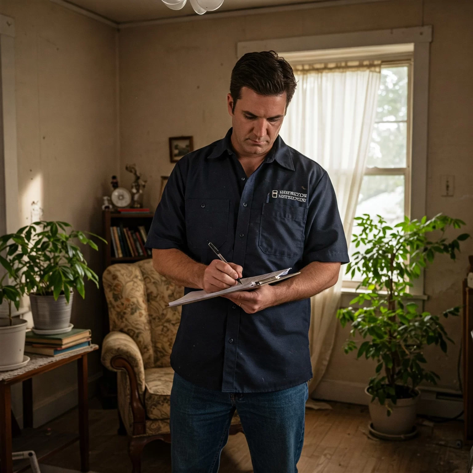 Inspector checking rental property for minimum standards